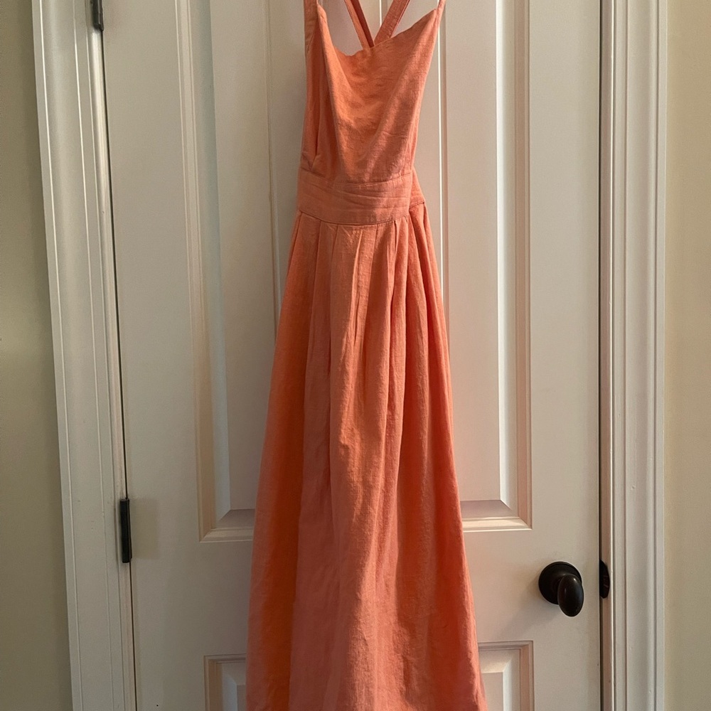 Free People Coral Pink Midi Dress with Button Side Detail - Picture 2 of 3